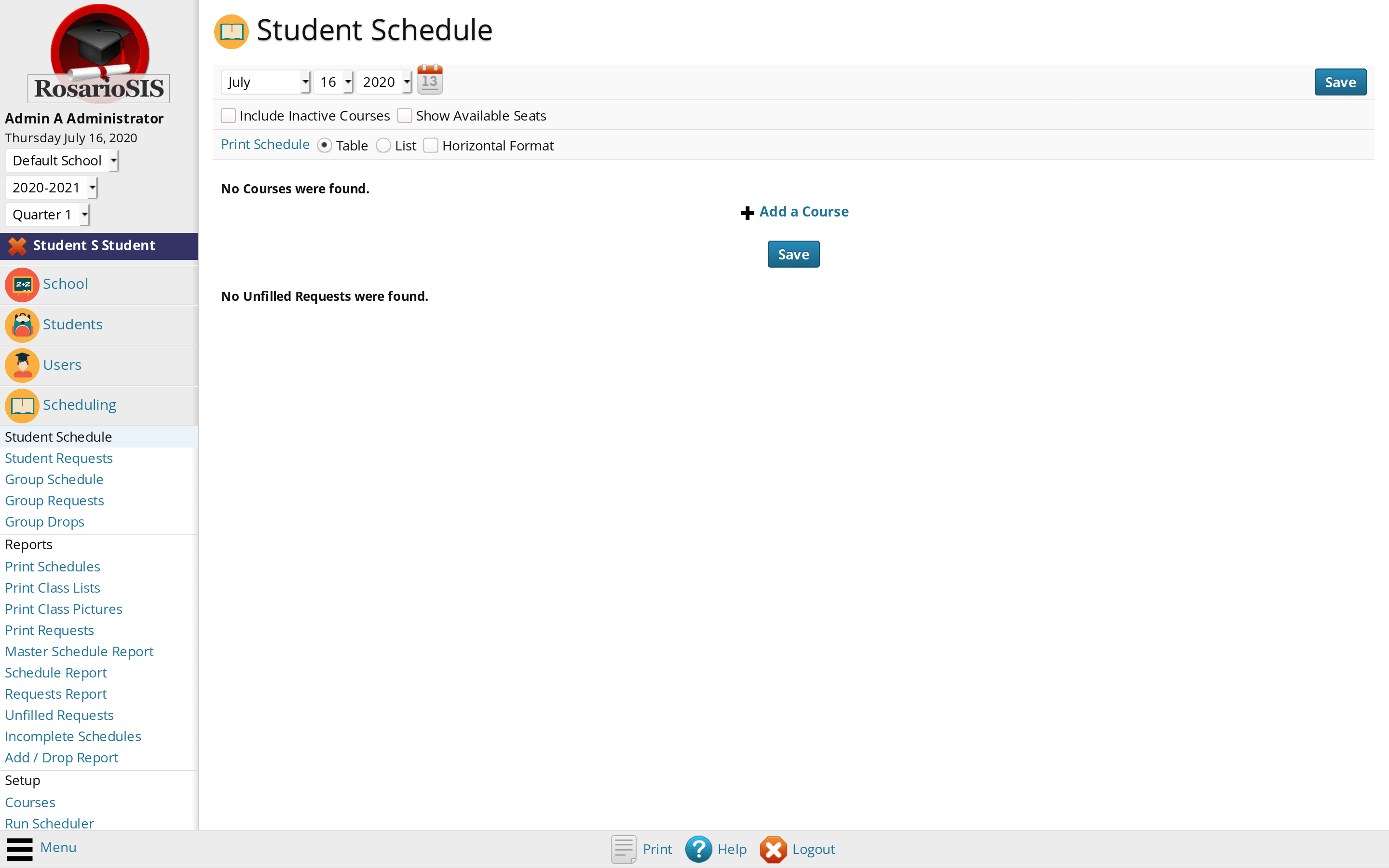 Schedule Students Add a Course